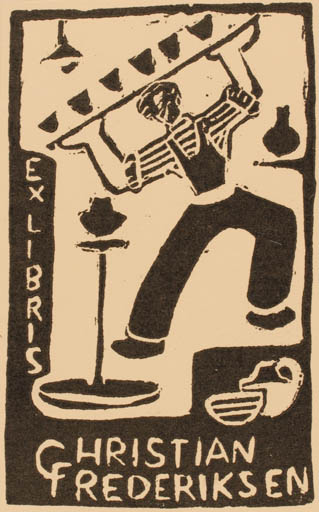 Exlibris by Åse Feilberg from Denmark for Christian Frederiksen - 