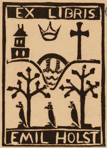 Exlibris by Åse Feilberg from Denmark for Emil Holst - 