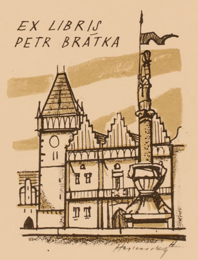 Exlibris by Stanislav  Hlinovsky from Czech Republic for Petr Bratka - City 