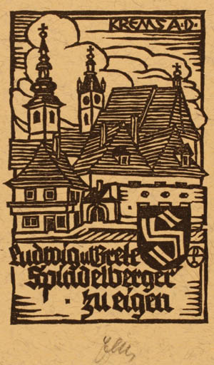 Exlibris by Otto Feil from Austria for Ludwig und Grete Spindelberger - City 