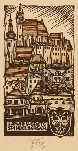 Exlibris by Otto Feil from Austria for Ludwig und Grete Spindelberger - City 