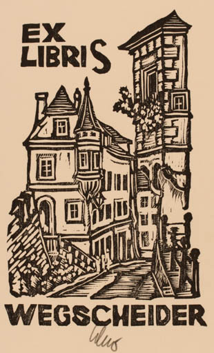 Exlibris by Hubert Schmid from Austria for ? Wegscheider - City 