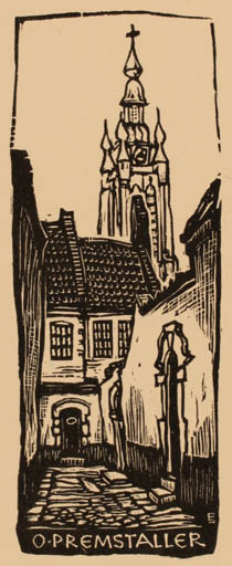 Exlibris by Erich Schöner from Austria for Ottmar Premstaller - City 