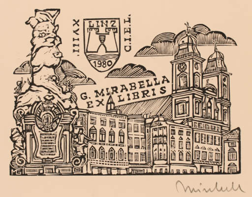 Exlibris by Giuseppe Mirabella from Italy for Giuseppe Mirabella - City Exlibris Congress 