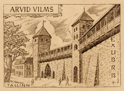 Exlibris by Istvan Tempinszky from Hungary for Arvid Vilms - Castle/Palace 