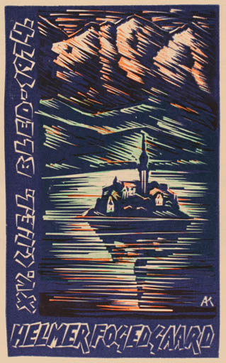 Exlibris by Kàroly Andrusko from Yugoslavia for Helmer Fogedgaard - Exlibris Congress Scenery/Landscape 