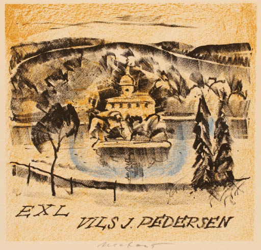 Exlibris by Miroslav Matous from Czech Republic for Jørgen Vils Pedersen - Exlibris Congress Scenery/Landscape 