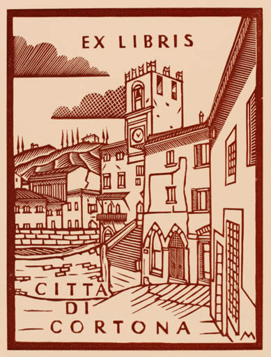 Exlibris by Giuseppe Mirabella from Italy for Citta Di Cortona - City 