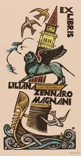 Exlibris by Oriol M. Divi from Spain for Liliana Zennaro Magnani - 