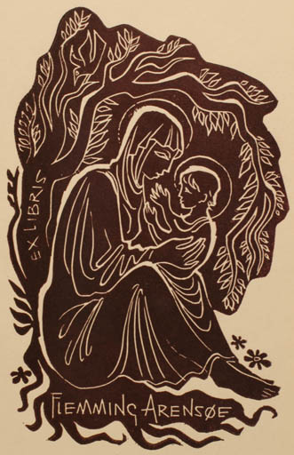 Exlibris by Ladislav Rusek from Czech Republic for Flemming Arensøe - Madonna Religion 