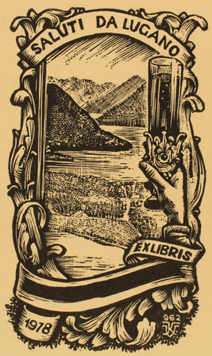 Exlibris by Kàroly Vàroknyi from Hungary for Citta di Lugano - Exlibris Congress Scenery/Landscape 