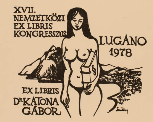 Exlibris by Laszlo Szentessy from Hungary for Dr. Katona Gabòr - Exlibris Congress Woman 