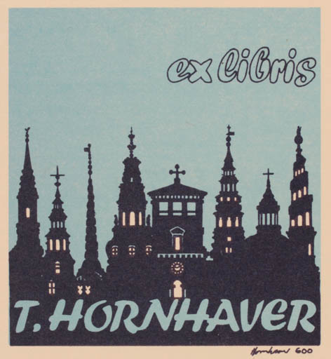 Exlibris by Hans Chr. Hornhaver from Denmark for Tove Hornhaver - City 