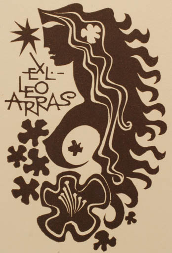 Exlibris by Ladislav Rusek from Czech Republic for Leo Arras - Flora Woman 