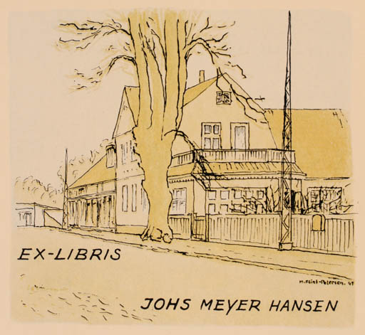 Exlibris by M Flindt-Petersen from Denmark for Johs Meyer Hansen - City 
