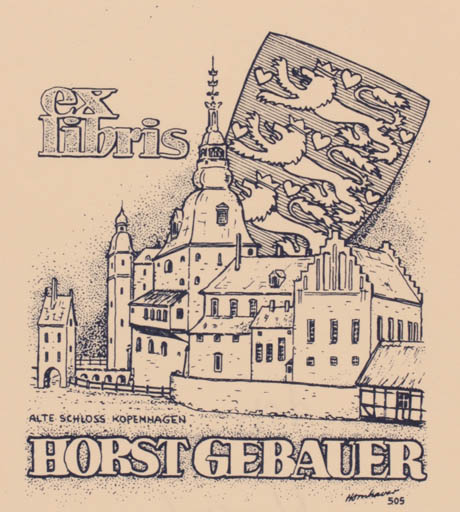 Exlibris by Hans Chr. Hornhaver from Denmark for Horst Gebauer - Castle/Palace City 