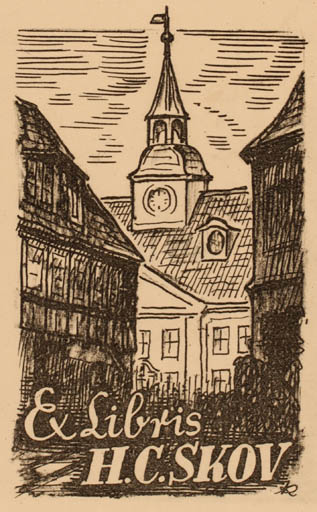 Exlibris by Jenö Kertes-Kollmann from Hungary for Henry Carlo Skov - City 