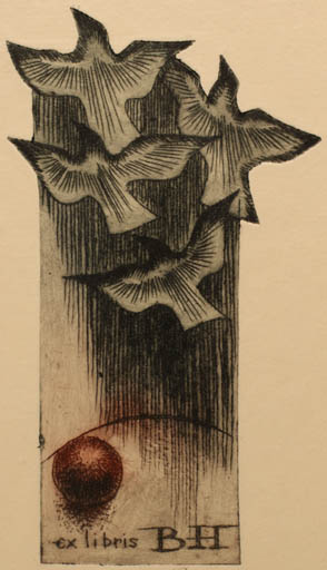 Exlibris by Ladislav Rusek from Czech Republic for ? B. H. - Bird 