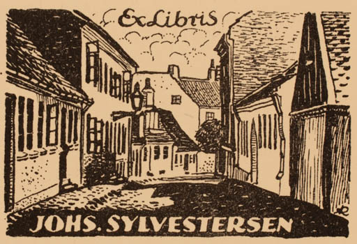 Exlibris by Jenö Kertes-Kollmann from Hungary for Johs. Sylvestersen - City 