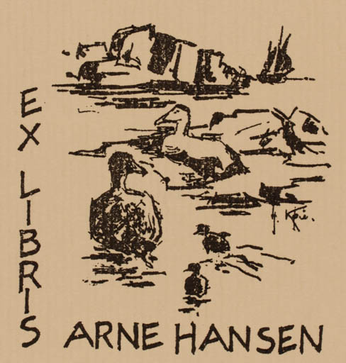 Exlibris by Henning Køje from Denmark for Arne Hansen - Bird 