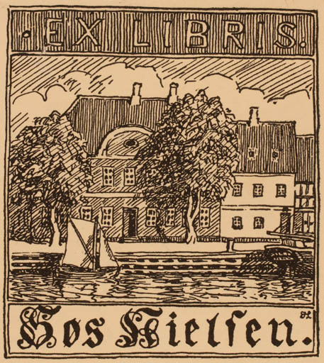 Exlibris by Johannes Larsen from Denmark for Søs Kielsen - City 