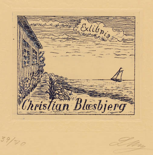 Exlibris by Lorentz May from Denmark for Christian Blæsbjerg - 