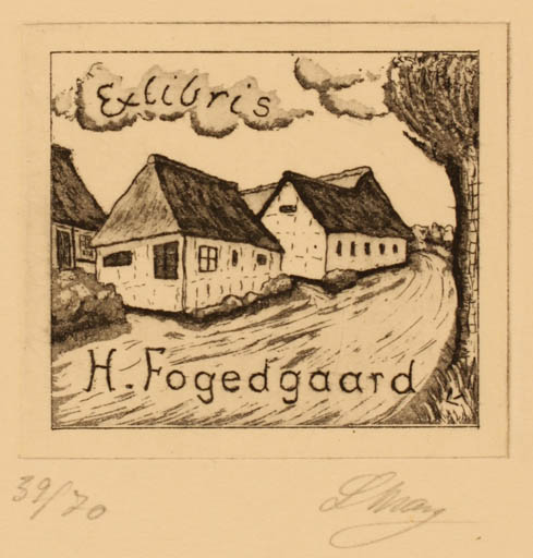 Exlibris by Lorentz May from Denmark for Helmer Fogedgaard - Architecture 