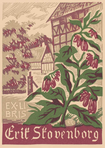 Exlibris by Edmund Peter from Denmark for Erik Skovenborg - City Flora 