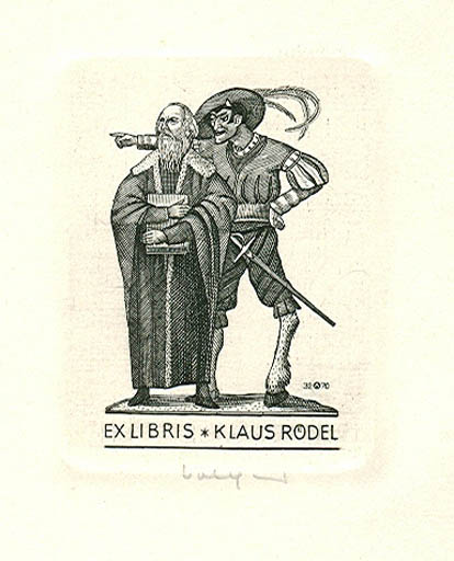 Exlibris by Oswin Volkamer from Germany for Klaus Rödel - Literature 