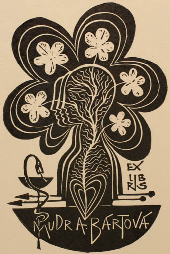 Exlibris by Ladislav Rusek from Czech Republic for Dr. A. Bartova - Medicine 