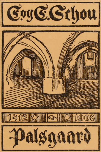 Exlibris by P. A. Schou from Denmark for E. V. Schou - Interior 