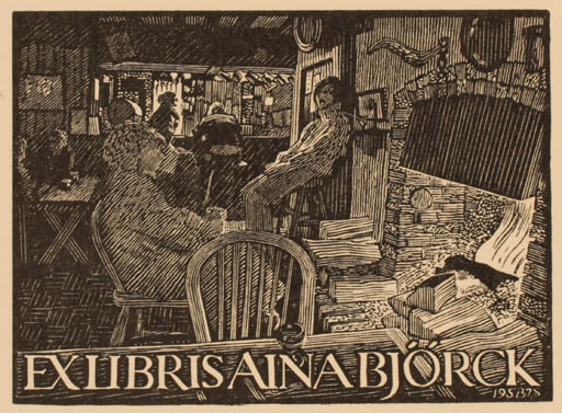 Exlibris by Simon Bredt from Great Britain for Aina Björck - Interior 