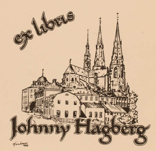 Exlibris by Hans Chr. Hornhaver from Denmark for Johnny Hagberg - City 