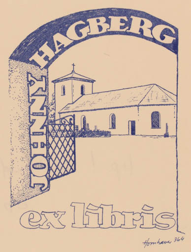 Exlibris by Hans Chr. Hornhaver from Denmark for Johnny Hagberg - Church 