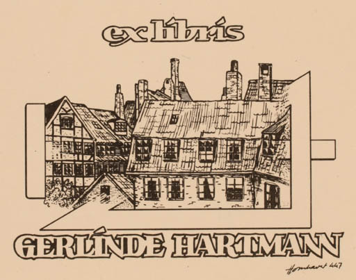 Exlibris by Hans Chr. Hornhaver from Denmark for Gerlinde Hartmann - 