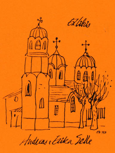 Exlibris by Pencho Koulekov from Bulgaria for Erika & Andreas Selle - Church 