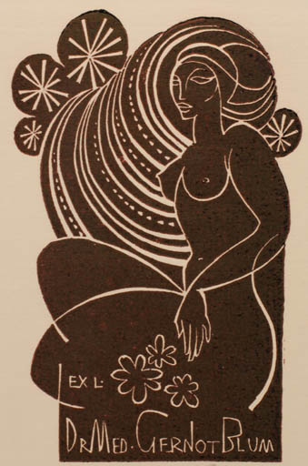 Exlibris by Ladislav Rusek from Czech Republic for Dr. Gernot Blum - Woman 