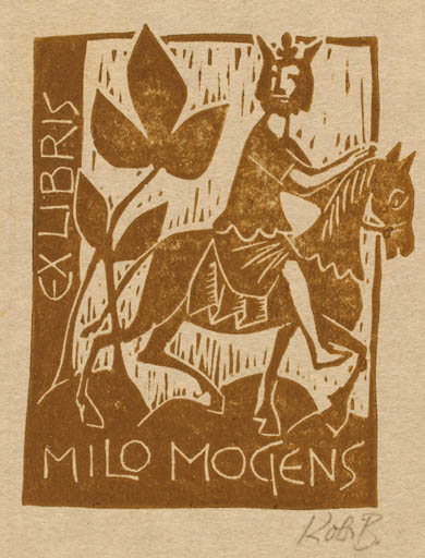 Exlibris by Kobi Baumgartner from Schwitzerland for Milo Mogens - Horseman/Rider 