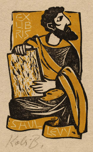 Exlibris by Kobi Baumgartner from Schwitzerland for Saul Levy - Man 