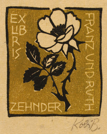 Exlibris by Kobi Baumgartner from Schwitzerland for Franz und Ruth Zehnder - Flower 