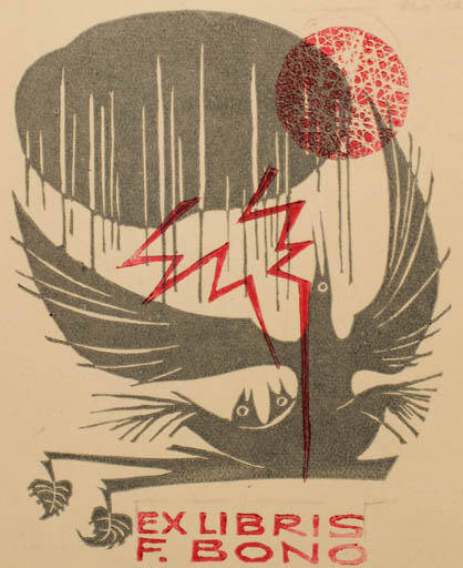 Exlibris by Ladislav Rusek from Czech Republic for Sisy Bono - Drama Bird 