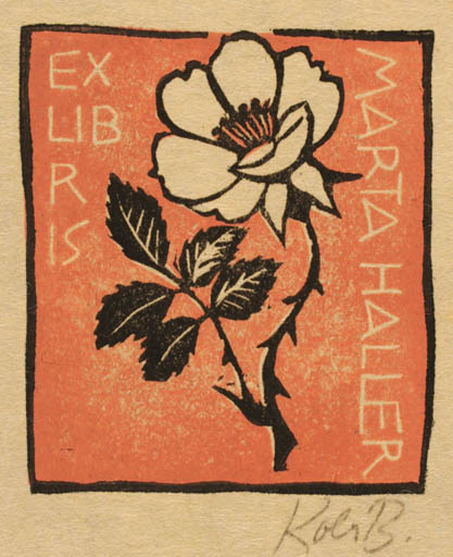 Exlibris by Kobi Baumgartner from Schwitzerland for Marta Haller - Flower 