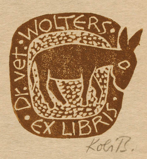 Exlibris by Kobi Baumgartner from Schwitzerland for Vet Wolters - Fauna 