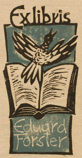 Exlibris by Kobi Baumgartner from Schwitzerland for Eduard Forster - Book Bird 