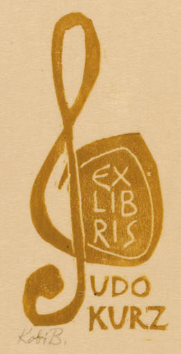 Exlibris by Kobi Baumgartner from Schwitzerland for Udo Kurz - Music 