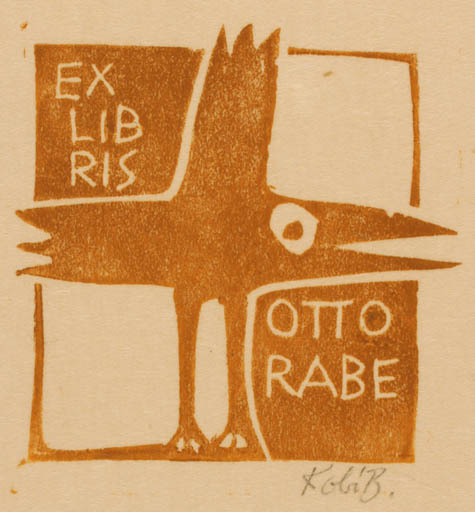 Exlibris by Kobi Baumgartner from Schwitzerland for Otto Rabe - Bird 