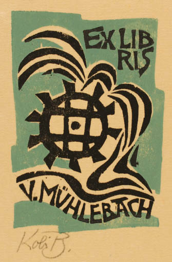 Exlibris by Kobi Baumgartner from Schwitzerland for V. Mühlebach - Abstract 