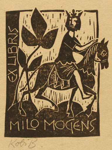 Exlibris by Kobi Baumgartner from Schwitzerland for Milo Mogens - Horseman/Rider 