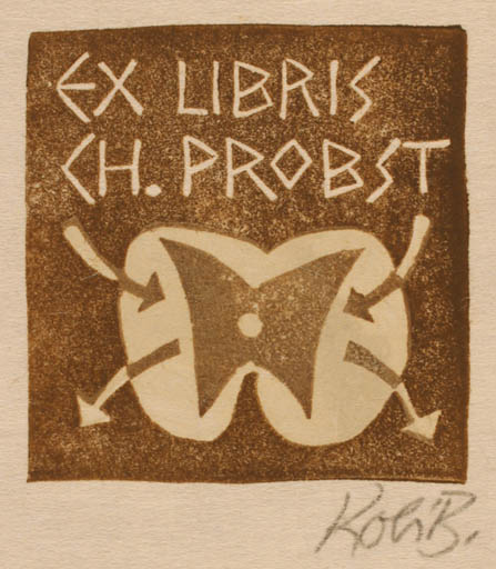 Exlibris by Kobi Baumgartner from Schwitzerland for Ch. Probst - 