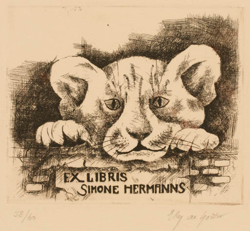 Exlibris by Elly de Koster from Netherland for Simone Hermanns - Fauna 